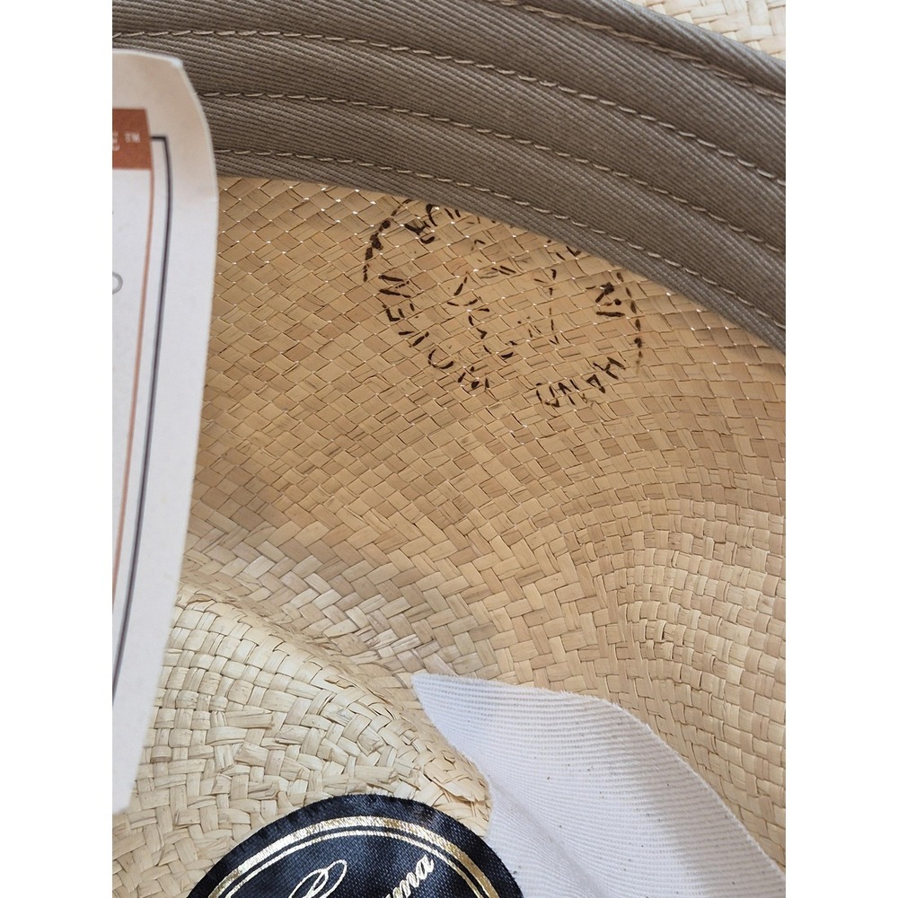 Scala Hat Fedora Mens S Beige Straw Wide Brim Water Resistant Handmade - Picture 7 of 9